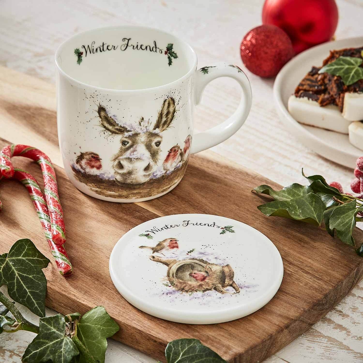 Wrendale Designs Winter Friends Mug & Coaster Set image number null